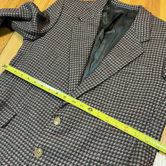 Vintage Gieves & Hawkes Houndstooth Brown Blazer 42R 32 Wool Blend See Note - Picture 11 of 16